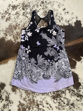 Apt. 9 Black and Lavender Floral Paisley Racerback Chemise